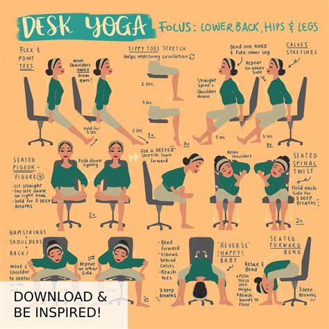 Desk Yoga Focus On Lower Body Lower Back And Hips Yoga Etsy