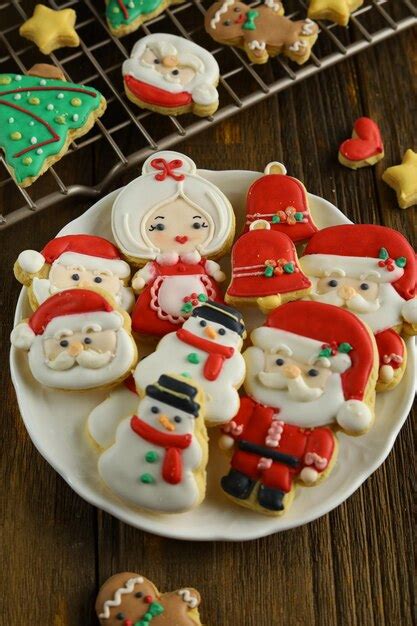 Premium Photo Colourful Christmas Icing Sugar Cookies With Various