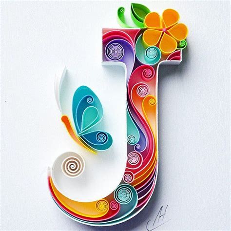 J Quilling Wall Paper Art Letter J Paper Art Personalized Monogram T