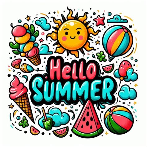 Premium Vector Vector Hello Summer Vector Design Summer Text With Sun