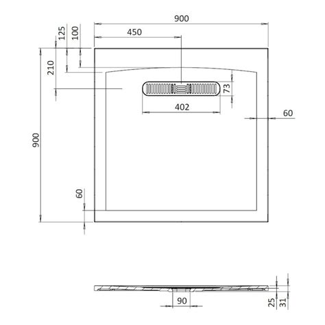 Crosswater Vito 25mm Square Shower Tray VTS900W UK Bathrooms