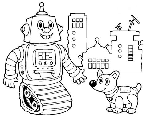 Раскраска Робот с собакой | Раскраски робот