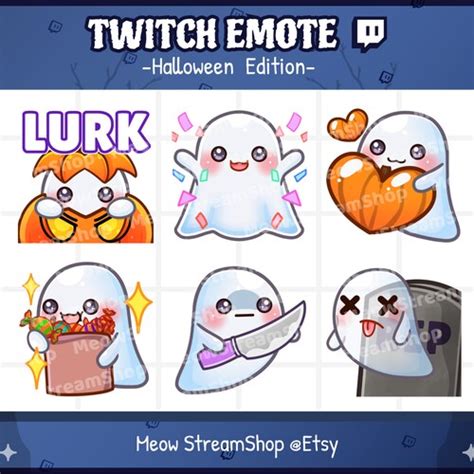 Twitch Emote Cute Ghost Emotes Pack 2 Comfy Shy Sip Etsy