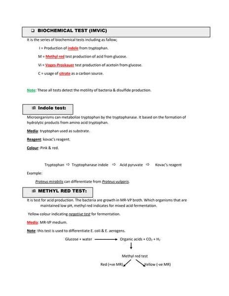 Biochemical test of bacteria