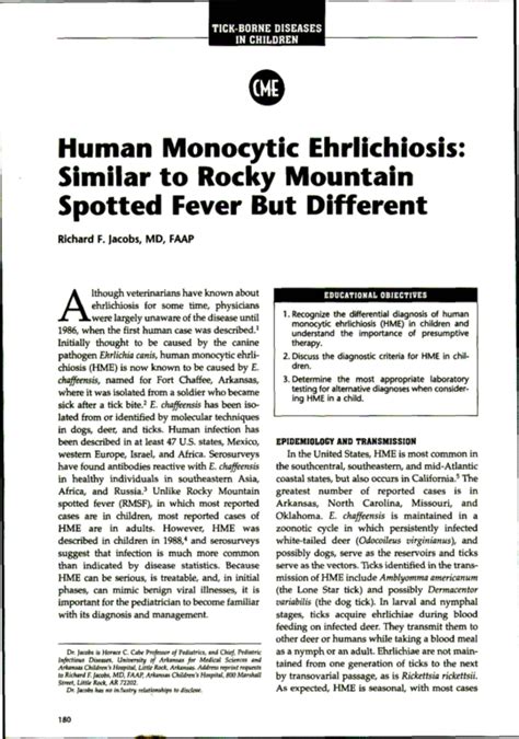 Human Monocytic Ehrlichiosis Similar To Rocky Mountain Spotted Fever