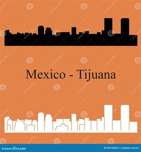 Tijuana Mexico City Skyline Silhouette With Black Buildings Isolated On