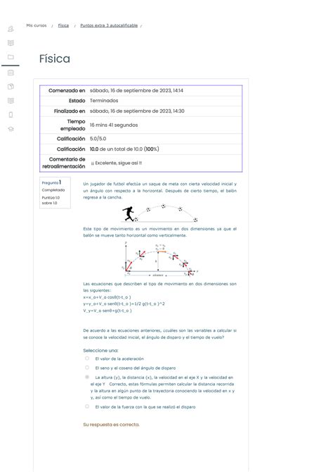 Puntos Extra Autocalificable Revisi N Del Intento F Sica Pregunta