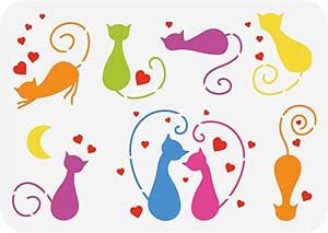 Amazon FINGERINSPIRE Love Cat Painting Stencil 8 3x11 7 Inch