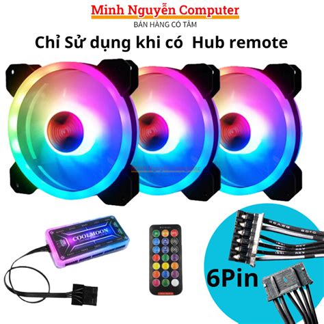 Qu T T N Nhi T Fan Led Rgb Coolmoon V Led Rgb Ng B Hub Coolmoon