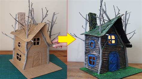 Diy Fairy Treehouse Using Cardboard Kartondan Peri A A Evi Diy Youtube