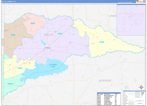 Delta County, TX Wall Map Color Cast Style by MarketMAPS - MapSales