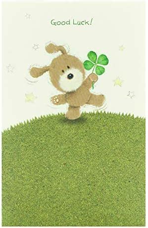 UK Greetings Good Luck Card For Him Her Friend Cute Green Design