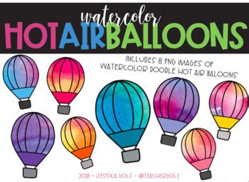 Watercolor Hot Air Balloons By Teacher Golz TPT