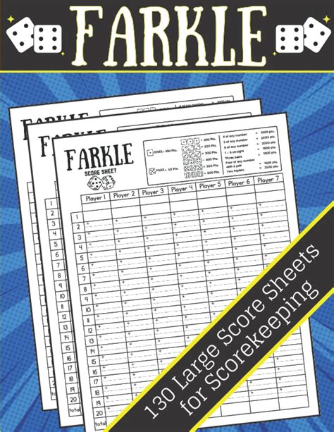 Buy Farkle Score Sheets 130 Farkle Scorecards With Farkle Dice Score