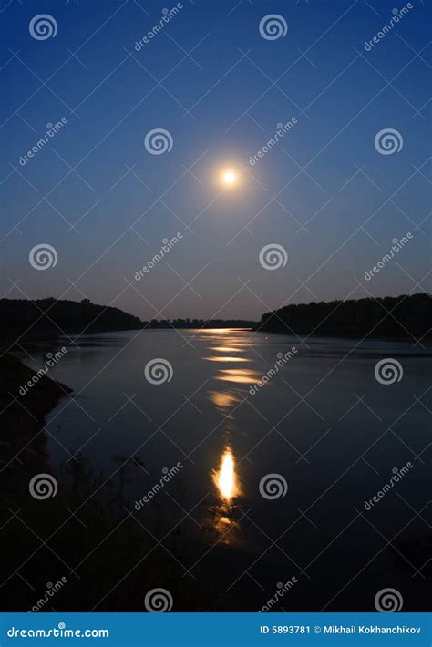 Moonbeam In River Stock Image Image Of Dark Color Glowing