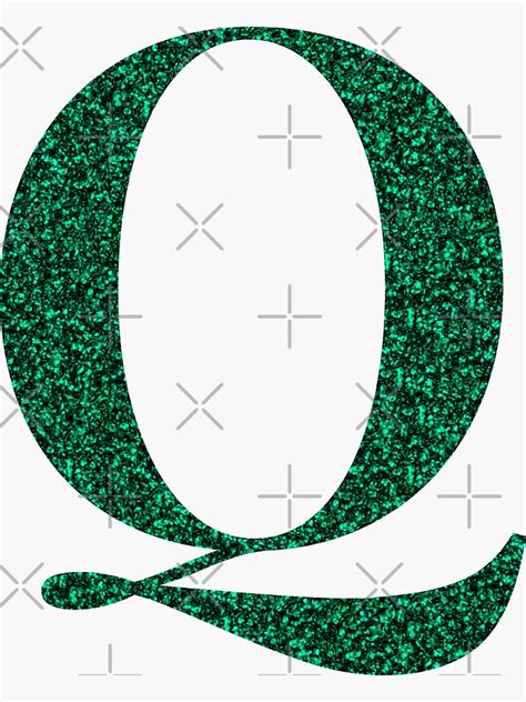 Letter Q Emerald Dark Green Glitter Effect Alphabet Sticker For Sale