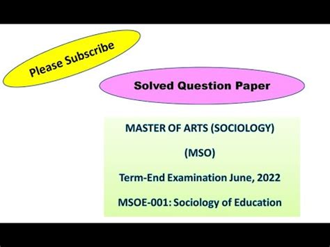 Solved Question Paper June Msoe Sociology Of Education Ignou