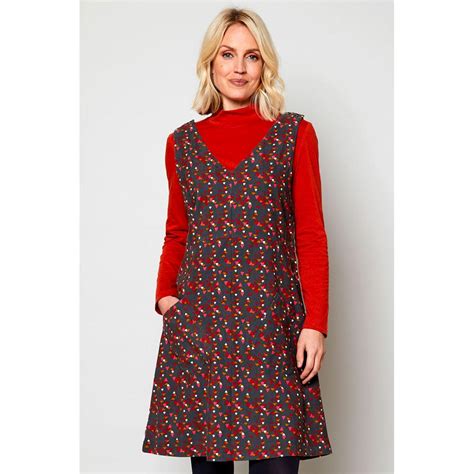 Nomads Retro S Needlecord Pinafore Dress In Rock