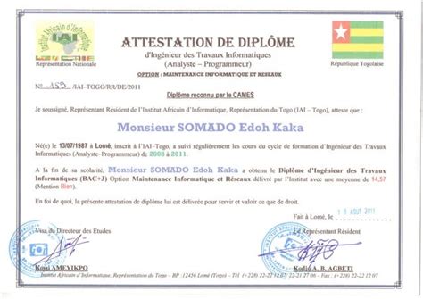 Attestation de diplome d Ingénieur PPT