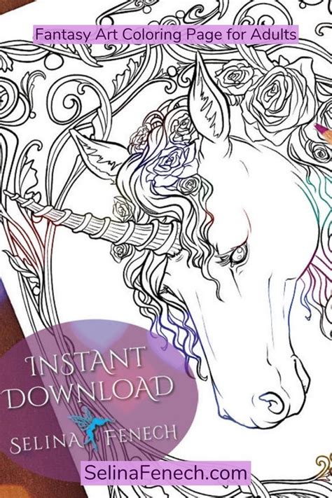 Rainbow Magic Unicorns And Dragons Coloring Page Digi Stamp Fantasy Printable Download By Selina