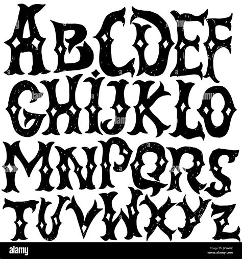 Antique Alphabet Gothic Letters Vintage Hand Drawn Font Western