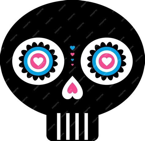 만화 멕시코 죽음의 날 Dia De Los Muertos 설탕 해골 프리미엄 벡터