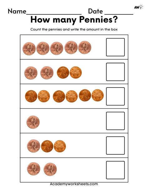 Free Printable Counting Pennies Worksheets