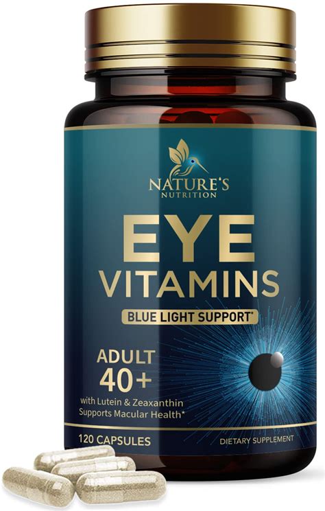 Natures Nutrition Eye Vitamins With Lutein Zeaxanthin Bilberry And Zinc Supports Eye Strain