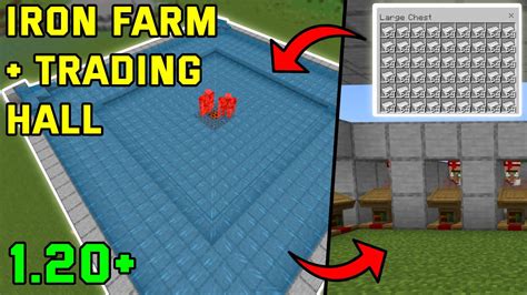 EASY Iron Farm Trading Hall In Minecraft 1 20 Bedrock Mcpe Ps4 Xbox