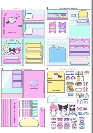 Kuromi And My Melody House Paper Doll House Paper Dolls Book Paper Dolls Diy