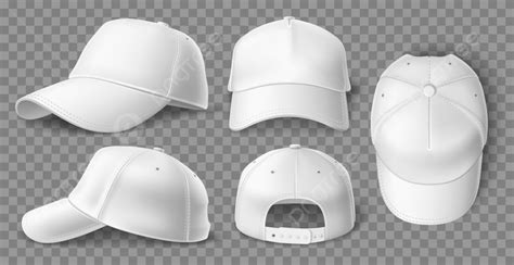 Mockup Topi Baseball Putih Realistis Kosong Berbeda Olahraga Png Dan