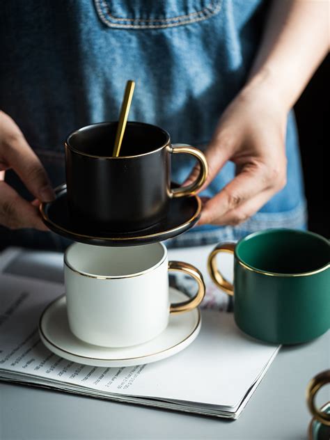 Koffie Kop Schotel Met Lepel Luxe Phnom Penh Keram Grandado