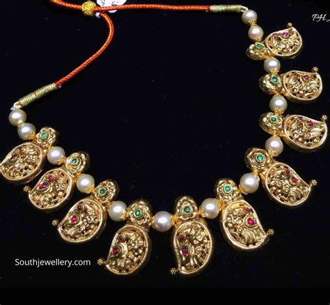 Antique Gold Mango Nakshi Necklace Indian Jewellery Designs