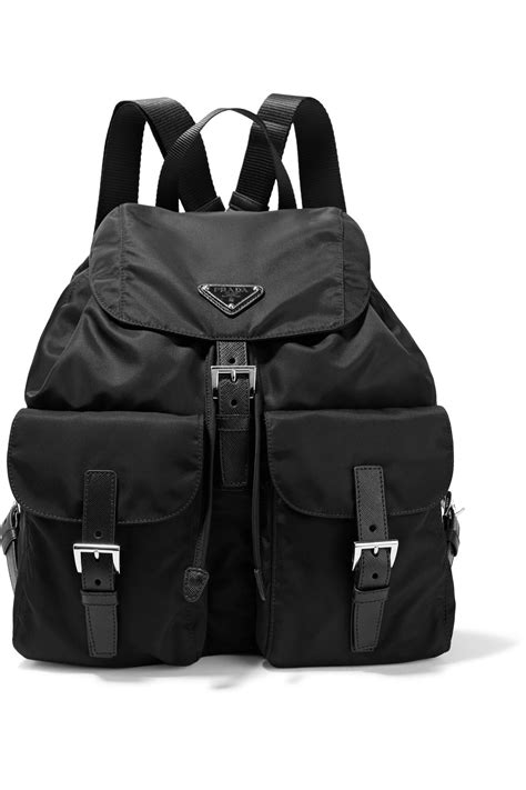 Prada Vela Large Leather Trimmed Shell Backpack In Black Lyst