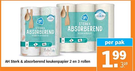 AH Sterk Absorberend Keukenpapier 2 En 3 Rollen Aanbieding Bij Albert