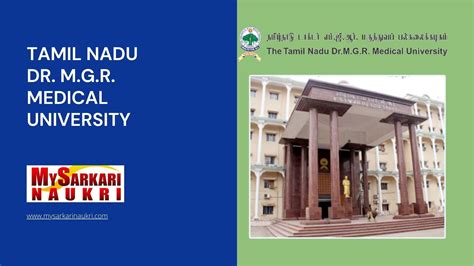 Tamil Nadu Dr M G R Medical University Recruitment Mysarkarinaukri En