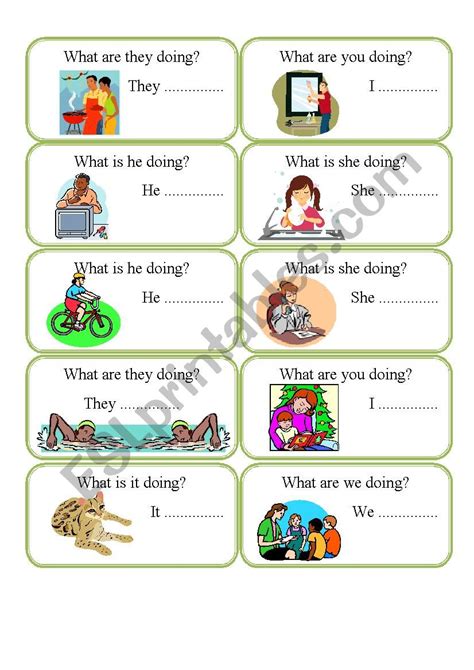 Speaking Cards Present Continuous Esl Worksheet By Monika007