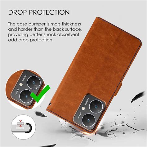 Casotec Flip Cover Back Case For Poco M6 5g Premium Leather Finish Inbuilt Pockets And Stand