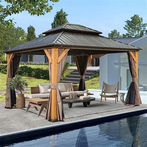 Amazon Domi Hardtop Gazebo X Cedar Frame Wood Gazebo With