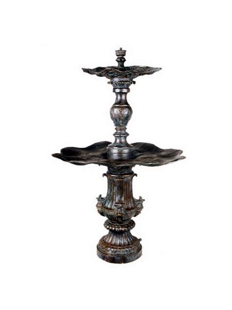 Bronze Two Tier Fountain Fluted Base Garden Bronze Co