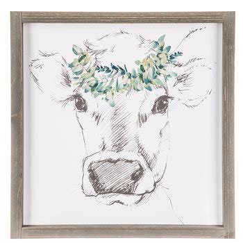 Sketched Cow With Floral Crown Wood Wall Decor Hobby Lobby 1646587