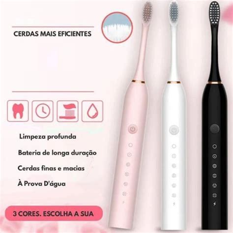 Escova De Dentes Elétrica Ultra sônica Recarregável 4 Cabeça KR