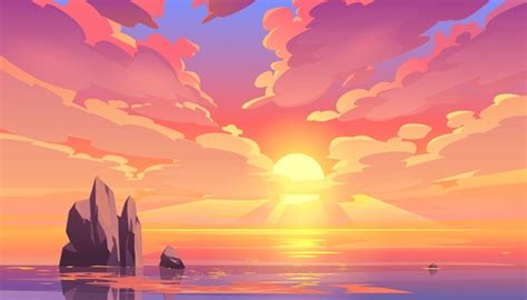 104 Thousand Cartoon Sunset Background Royalty Free Images Stock