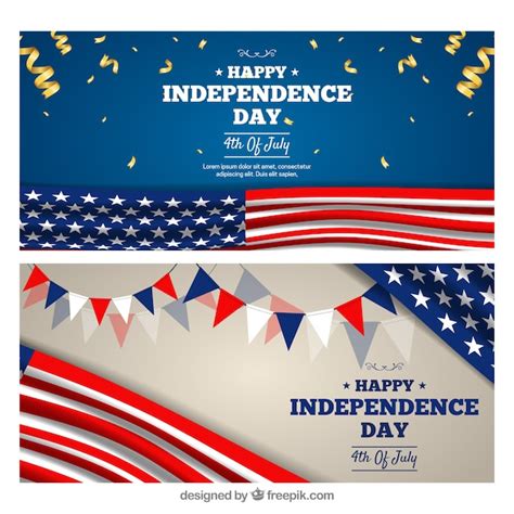 Free Vector Realistic Usa Independence Day Banners