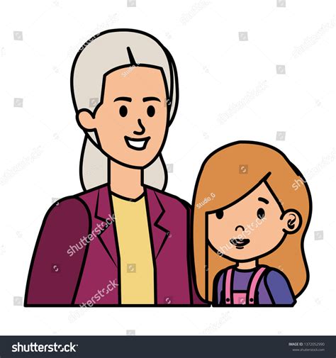 Cute Grandmother With Grandaughter Royalty Free Stock Vector