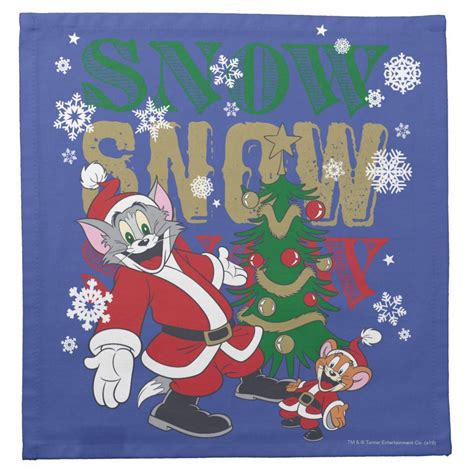 Tom and Jerry Santas By The Tree Cloth Napkin | Zazzle | Cloth napkin ...