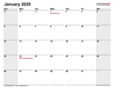 January 2025 Calendar Template Excel Format Free Gratia Ethelin