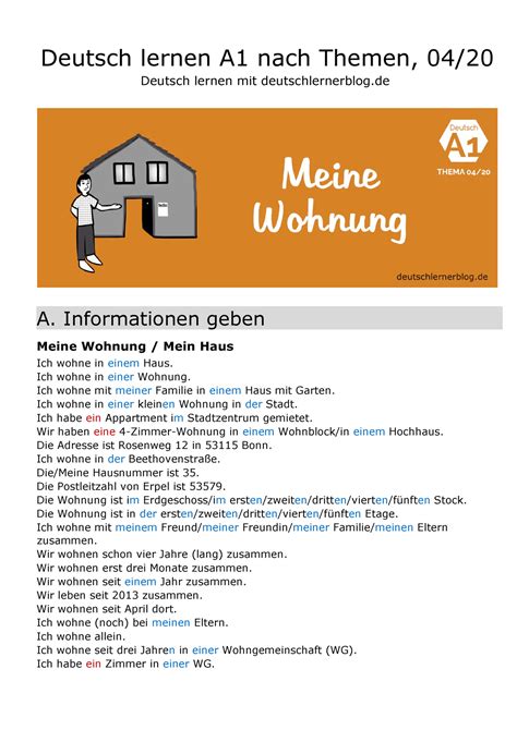 Deutsch Lernen A1 Thema 04 Meine Wohnung Deutschlernerblog De Deutsch