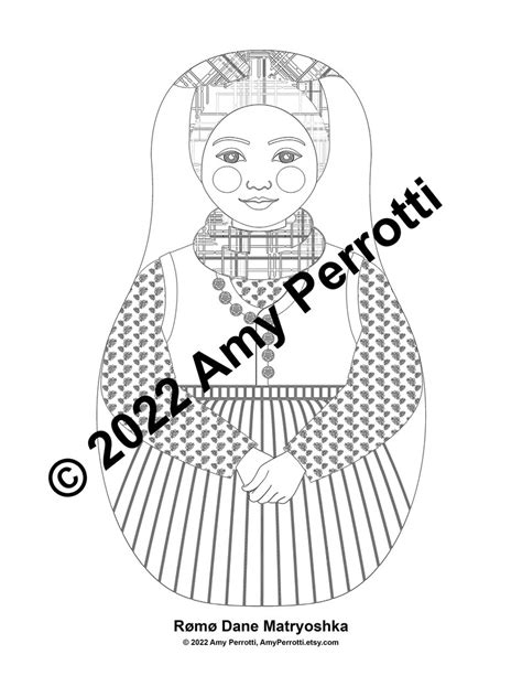 Dane R M Coloring Sheet Printable File Traditional Folk Dress