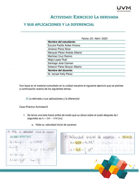 A Eq Wewger Actividad Ejercicio La Derivada Y Sus Aplicaciones